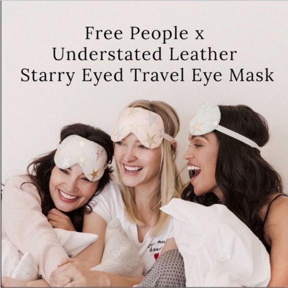 NWT Free People x Understated Vegan Leather Travel Mask Grey w/ Metallic Stars - Picture 3 of 13